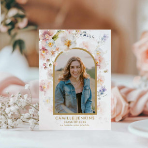 Fleur sauvage Boho Photo Faire-part de graduation