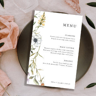 Fleur sauvage botanique   Menu Mariage élégant