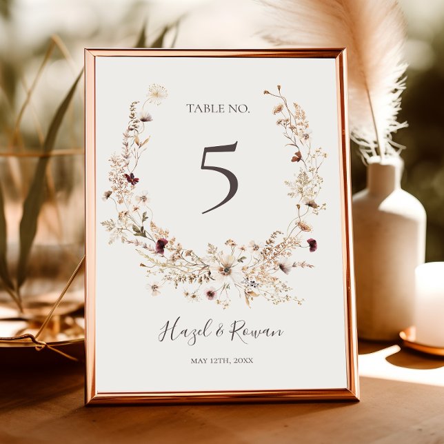 Fleur sauvage Bourgogne cuivré | Numéro de table b (Créateur téléchargé)