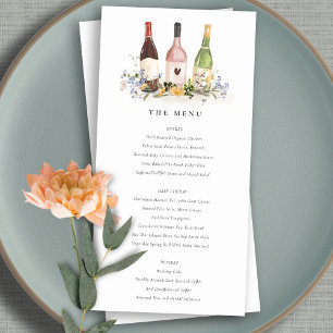 Fleur sauvage Bouteilles à vin Mariage Carte Menu