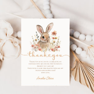 Fleur sauvage Bunny Girl Carte de remerciements d'