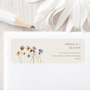 Fleur sauvage coloré   Étiquette d'adresse de reto