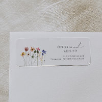 Fleur sauvage coloré | Étiquette d'adresse de reto