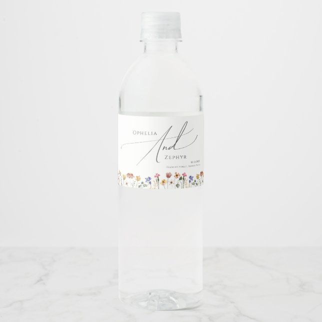 Fleur sauvage coloré | Étiquette de bouteilles d'e (Devant)