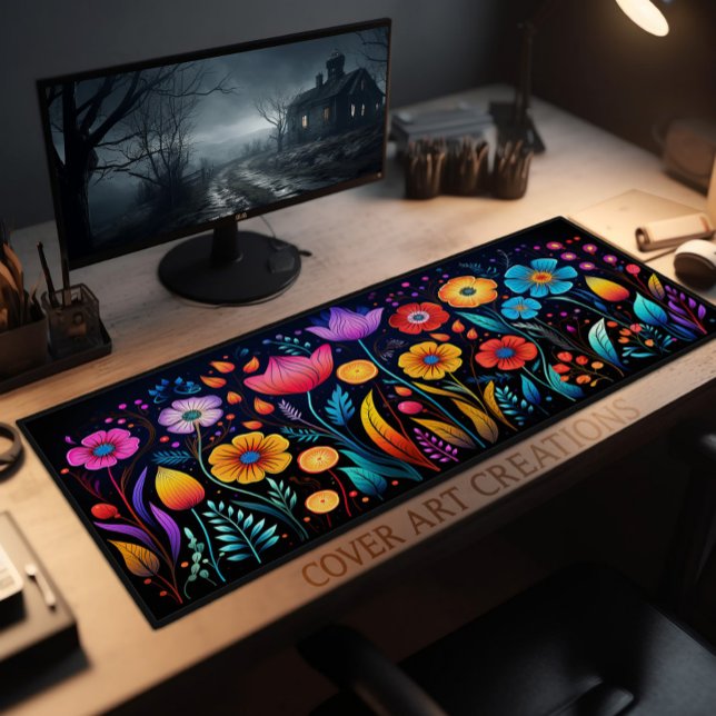 Fleur sauvage, Couleurs Vibrantes Sur Noir (Créateur téléchargé)