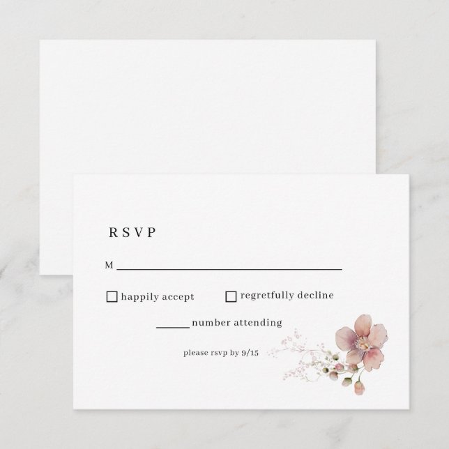 Fleur sauvage d'aquarelle mariage RSVP (Devant / Derrière)