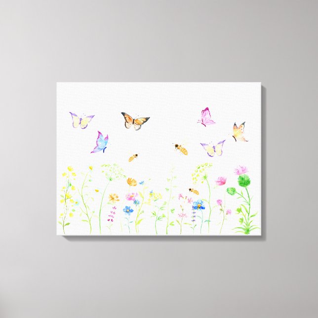 Fleur sauvage d'aquarelle toile de prairie Imprime (Recto)