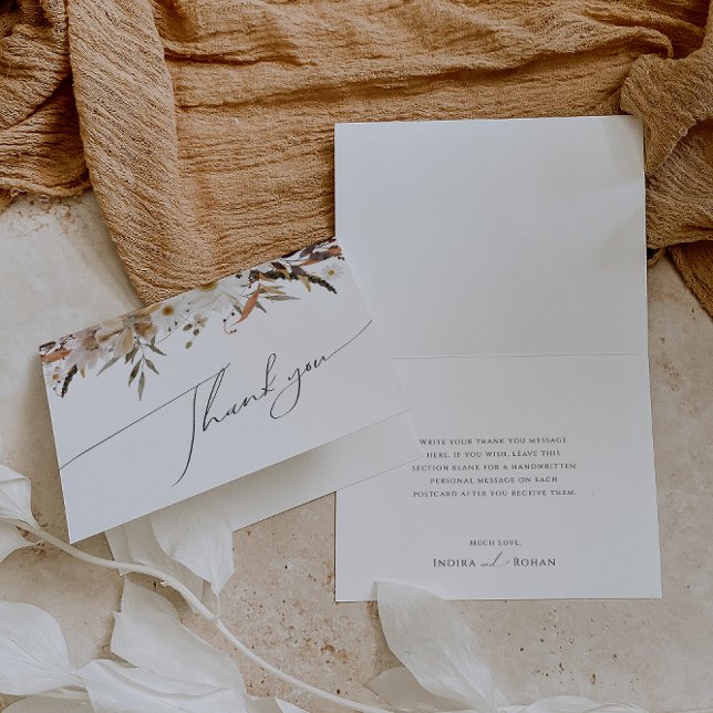 Fleur sauvage d'automne Boho | Carte de remercieme (Créateur téléchargé)