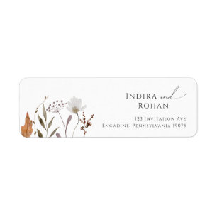 Fleur sauvage d'automne Boho   Étiquette d'adresse