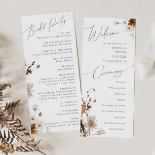 Fleur sauvage d'automne Boho   Programme de mariag