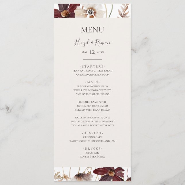 Fleur sauvage de Cuivre Bourgogne | Menu Dîner Mar (Devant)