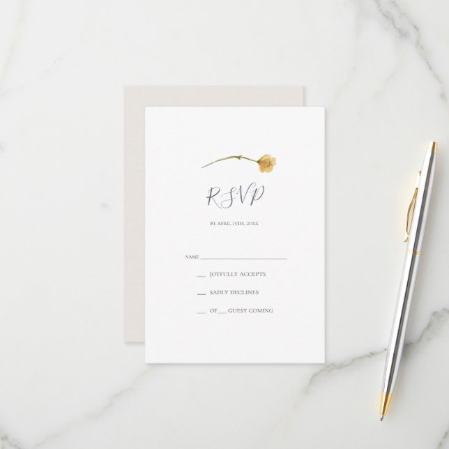 Fleur sauvage de printemps | Carte RSVP blanche (Devant/Arrière en situation)
