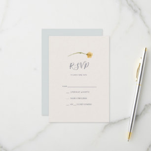 Fleur sauvage de printemps   Carte RSVP bleu clair