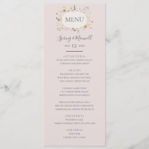 Fleur sauvage de printemps Menu Dîner Mariage Bl