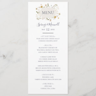 Fleur sauvage de printemps Menu du dîner Mariage