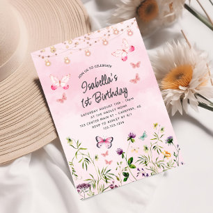 Fleur sauvage de printemps papillon1st Invitation 