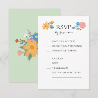 Fleur sauvage d'été carte RSVP de mariage