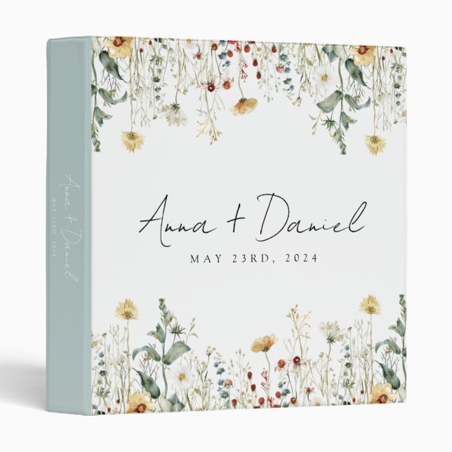 Fleur sauvage d'été Mariage de terrain 3 Classeur  (Devant/Côté)