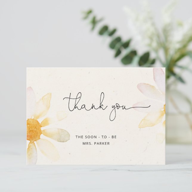 Fleur sauvage douche nuptiale merci carte de note (Debout devant)