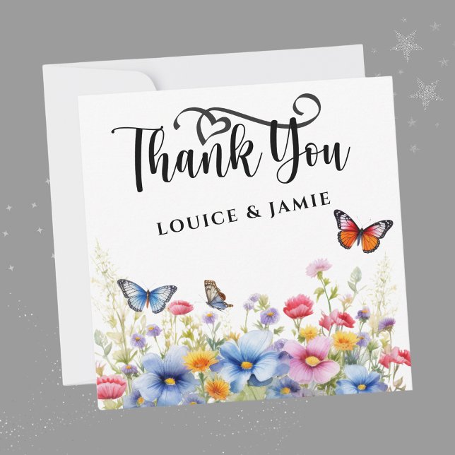 Fleur sauvage Élégant Carte de remerciements simpl (Wildflowers Elegant Simple Flat Thank You Card)