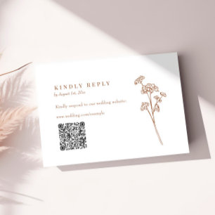 Fleur sauvage en terre cuite QR Code mariage RSVP