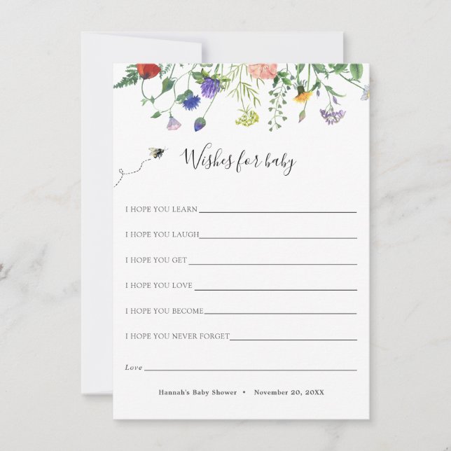 Fleur sauvage et souhait d'abeilles pour la carte  (Devant)