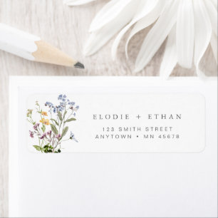 Fleur sauvage Étiquette de adresse floral Boho Whi