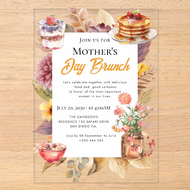 fleur sauvage Fête des mères Brunch Invitations (Recto)