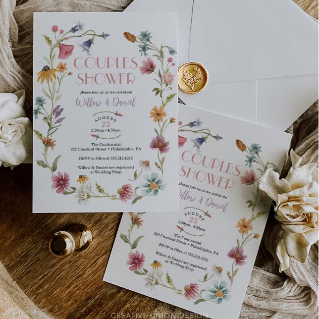 Fleur sauvage Field Boho Couples Show Invitation (Créateur téléchargé)