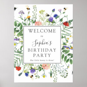 Fleur sauvage Fields Anniversaire Affiche de bienv
