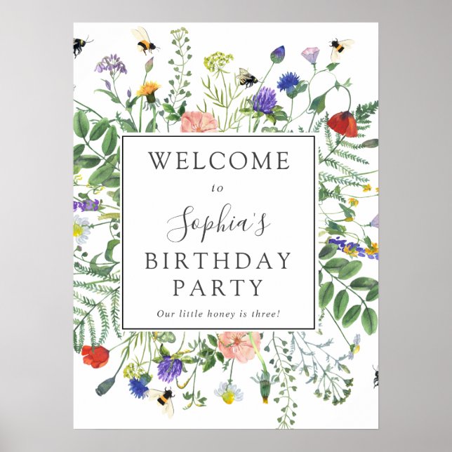 Fleur sauvage Fields Anniversaire Affiche de bienv (Devant)