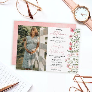 Fleur sauvage Floral baby shower photo invitation