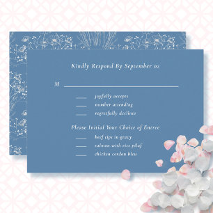 Fleur sauvage Floral Blue Menu Sélection Mariage R