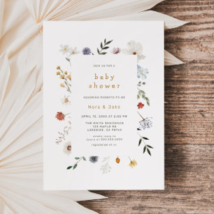 Fleur sauvage Floral Frame Baby shower Invitation