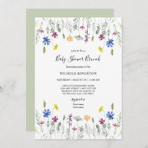 Fleur sauvage Garden Baby shower Brunch Invitation