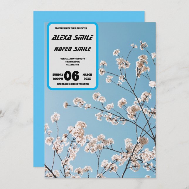 Fleur sauvage Gatefold Faire-part de mariage, Joli (Devant / Derrière)