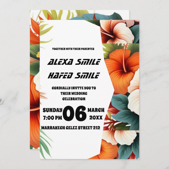 Fleur sauvage Gatefold Faire-part de mariage, Joli (Devant / Derrière)