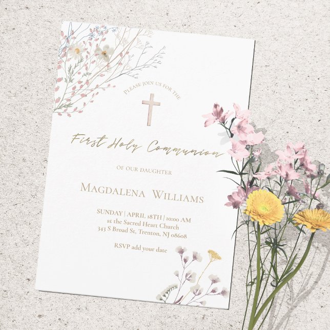 fleur sauvage | Invitation à la première communion (Créateur téléchargé)