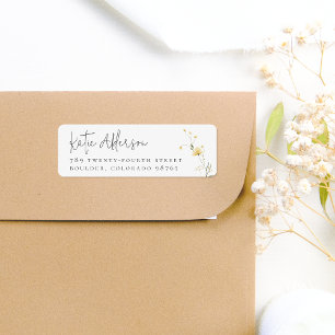 Fleur sauvage jaune Boho Calligraphie Adresse de r