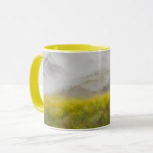 Fleur sauvage Jaune Foggy Mountains Art Mug