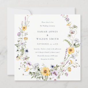 Fleur sauvage Lilac Jaune Invitation de mariage de