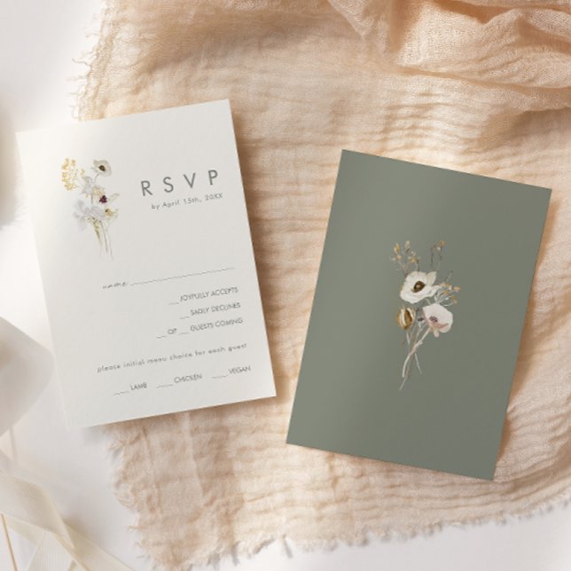 Fleur sauvage lunatique | Carte RSVP de choix du m (Créateur téléchargé)