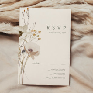 Fleur sauvage lunatique   Carte RSVP ivoire