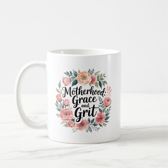 Fleur sauvage Mama Mug | Coupe Florale Grace & Gri (Gauche)