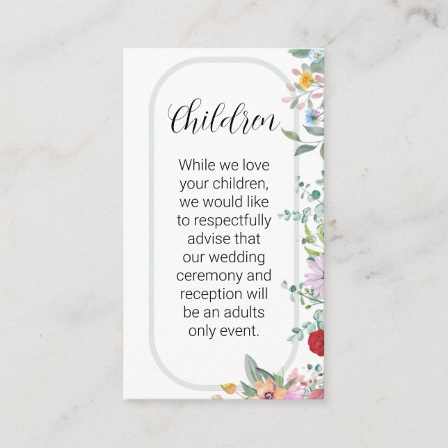 Fleur sauvage Mariage Enfants Invitation Insertion (Devant)