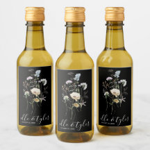 Fleur sauvage Mariage Mini Wine Bottle Étiquette