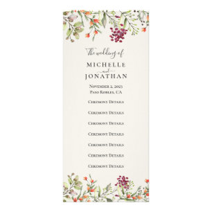 Fleur sauvage Meadow Ecru Wedding Programme de mar