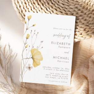 Fleur sauvage minimaliste Faire-part de mariage ne