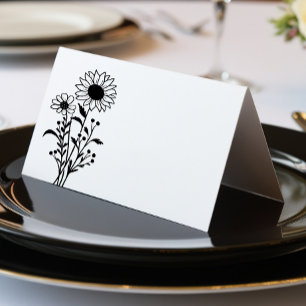 Fleur sauvage minimaliste noir blanc Floral Mariag