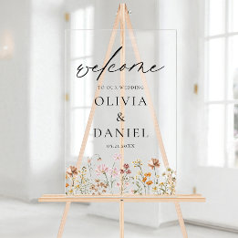 Fleur sauvage Moderne Script Mariage Accueil Éléga